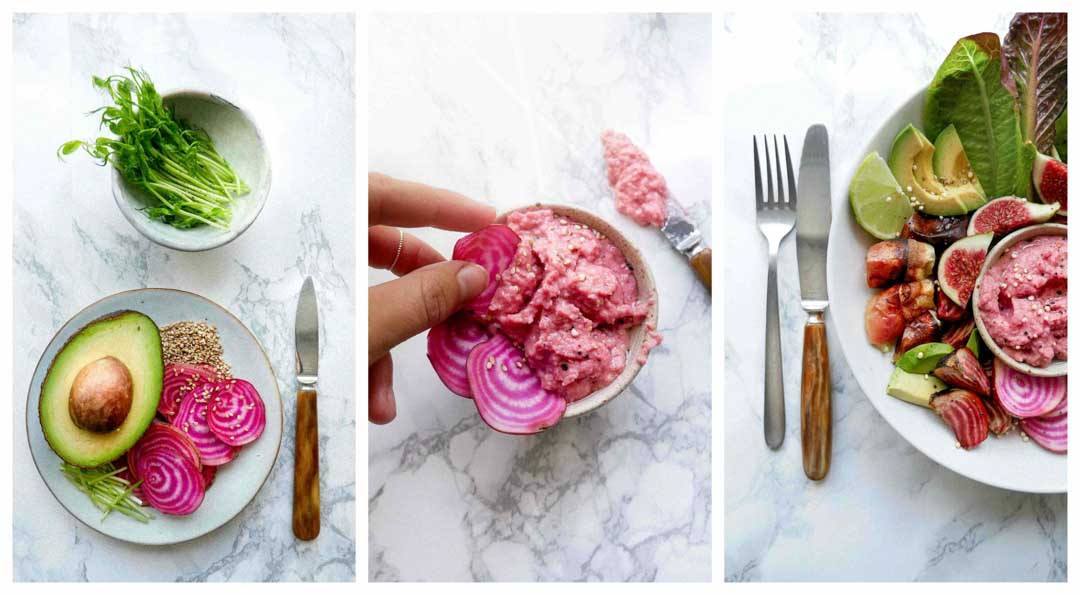 beetroot hummus in the making