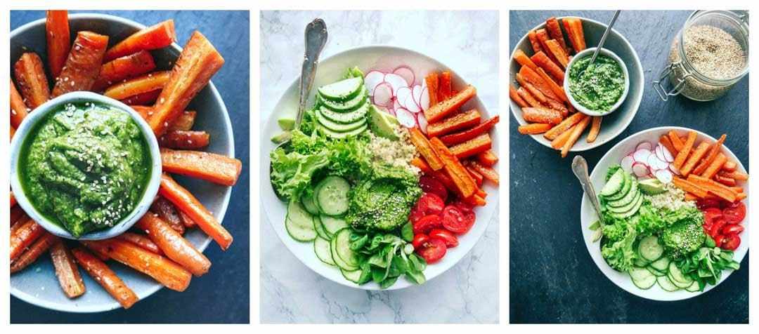 avocado dip carrots bowl