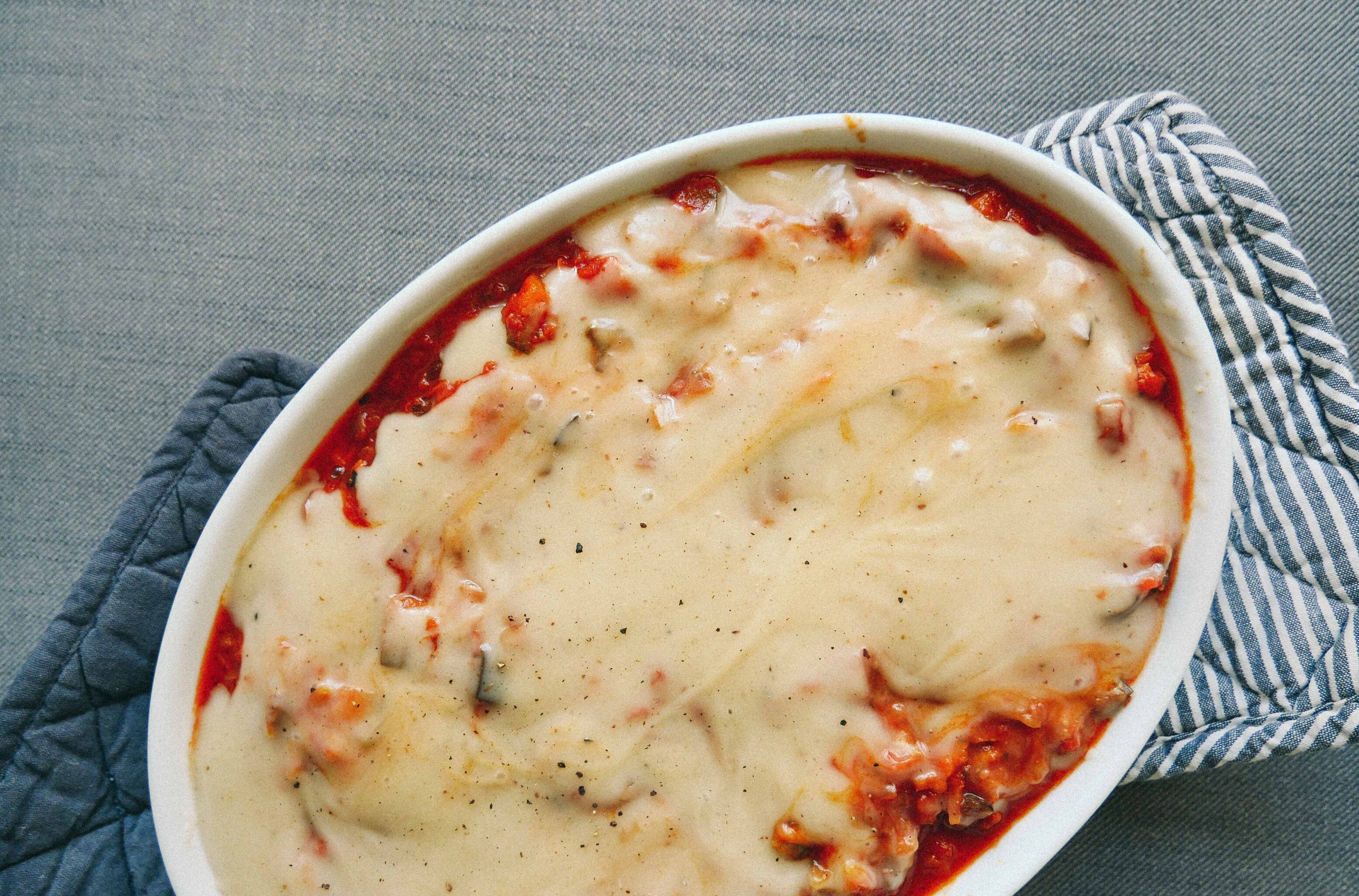 vegan cheese sauce on top the veggies