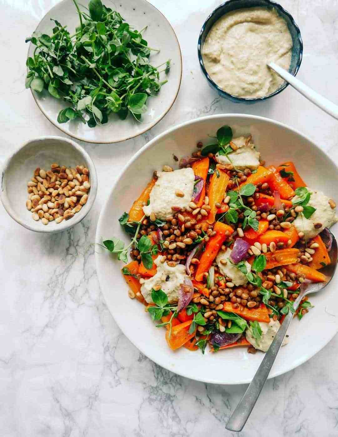 carrot salad hummus autumn