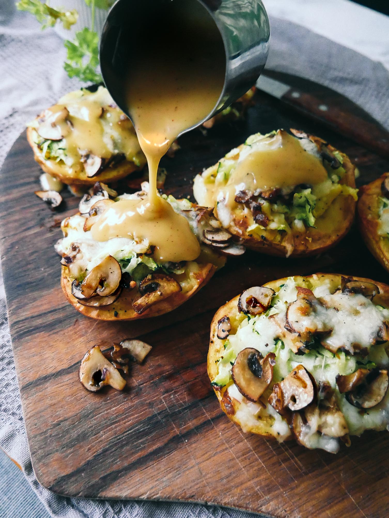 stuffed potatoes with zucchini and cheese