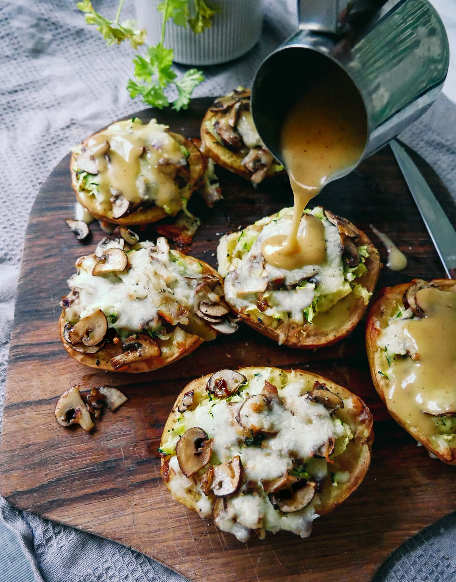 Baked Potatoes with Toppings Stuffed potato recipe with zucchini