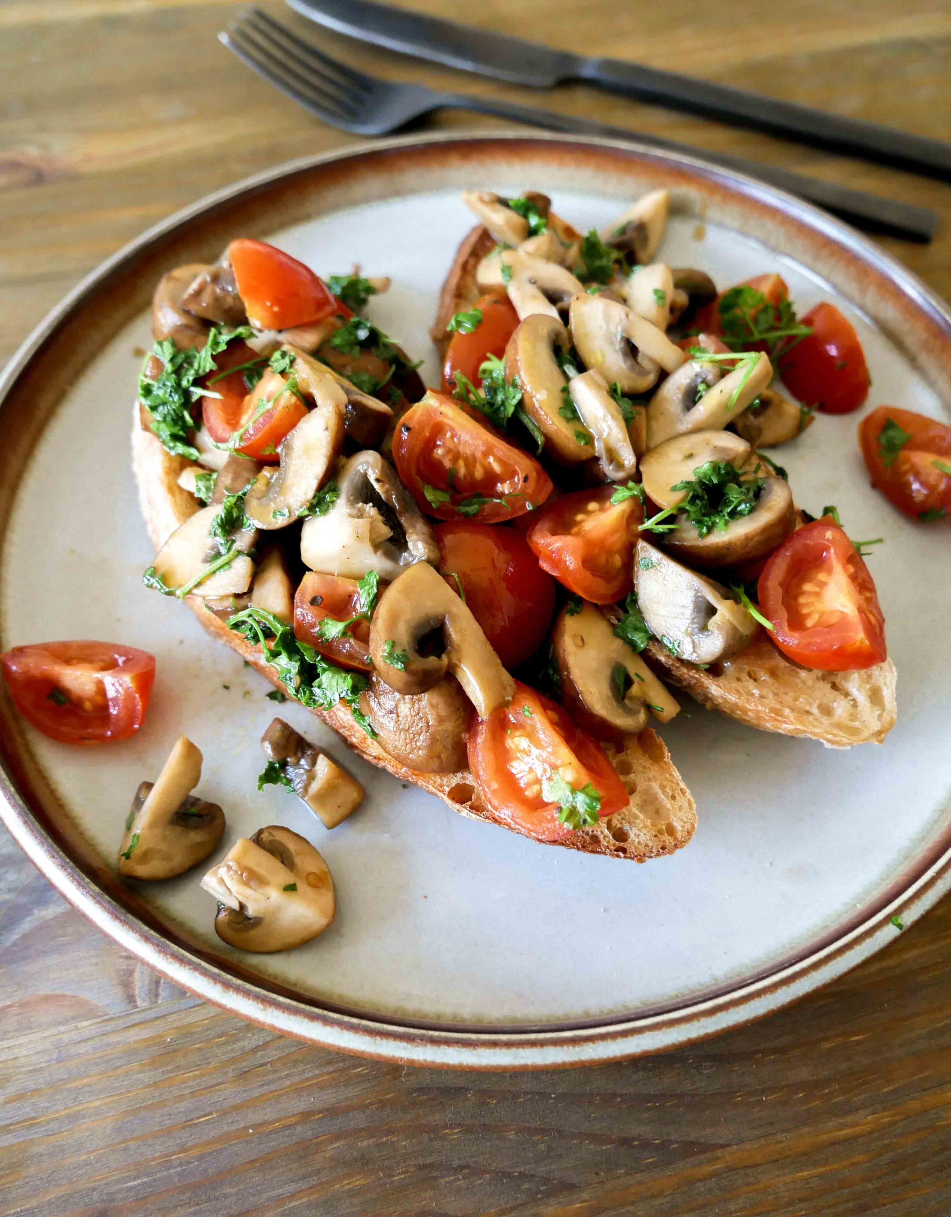 Mushroom And Tomato Bruschetta Vegan Bruschetta Recipe