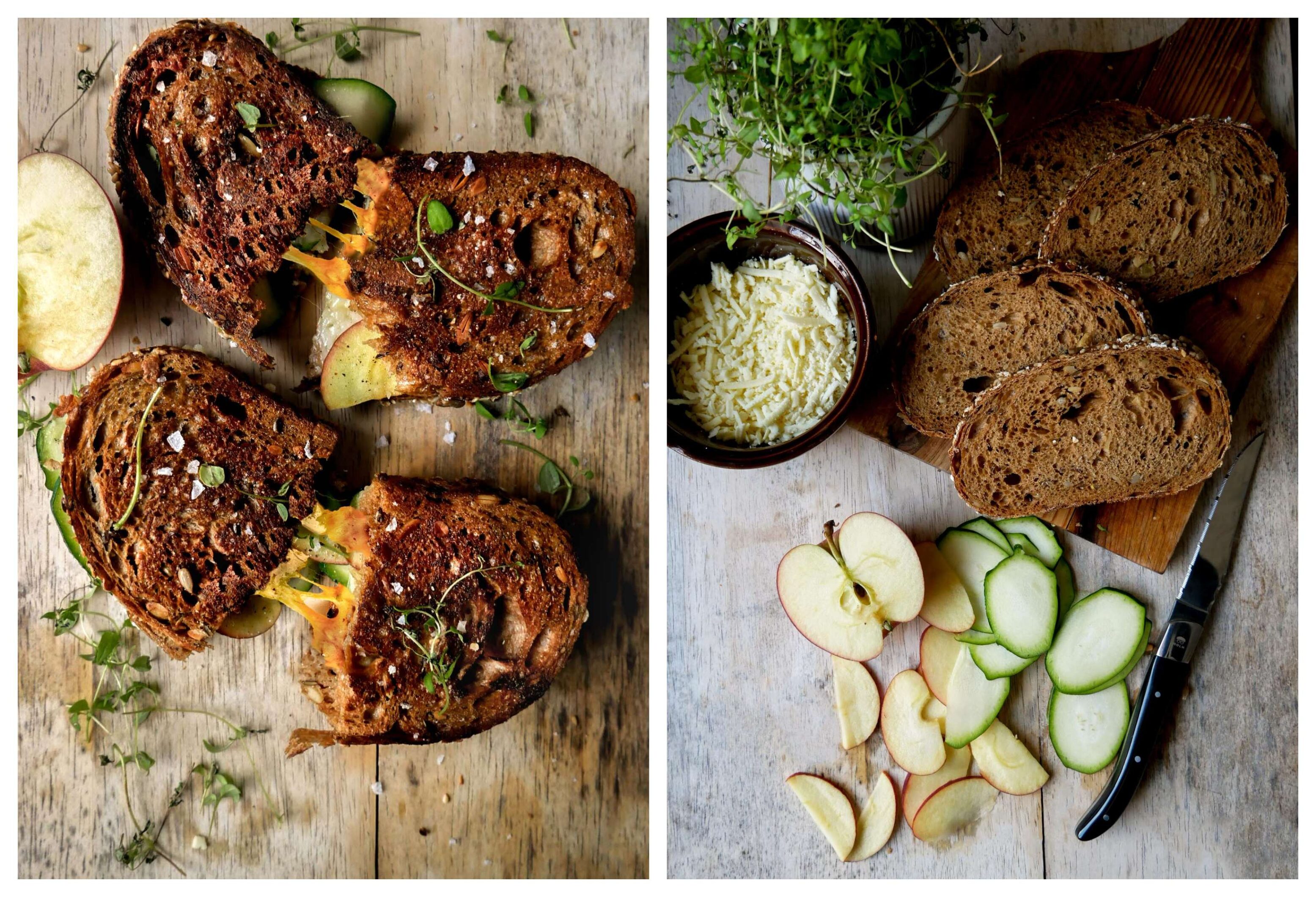 toast with apples and zucchini
