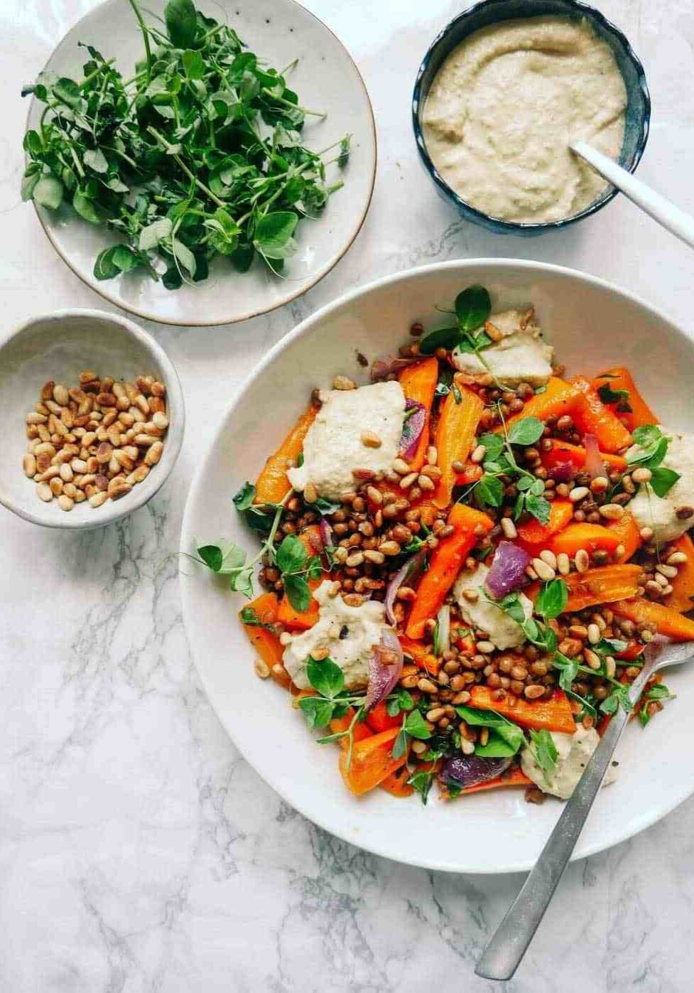 carrot salad hummus autumn